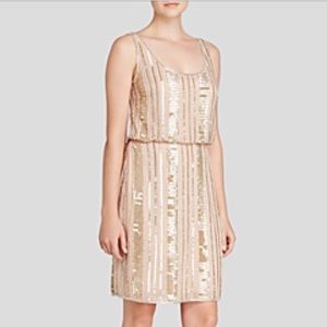 Aidan Mattox Sleeveless Beaded Blouson Dress